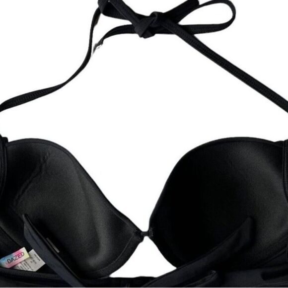Sundazed Womens 36 C Halter Bikini Swim Suit Top Black Padded - Picture 2 of 6